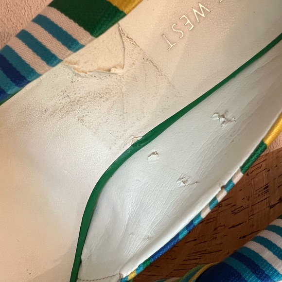 Nine West Wedge Espadrille 8.5M Blue/Green Stripe - Picture 6 of 8